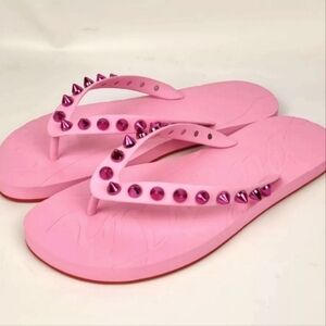Christian Louboutin Loubi Spike Rubber Flip Flops